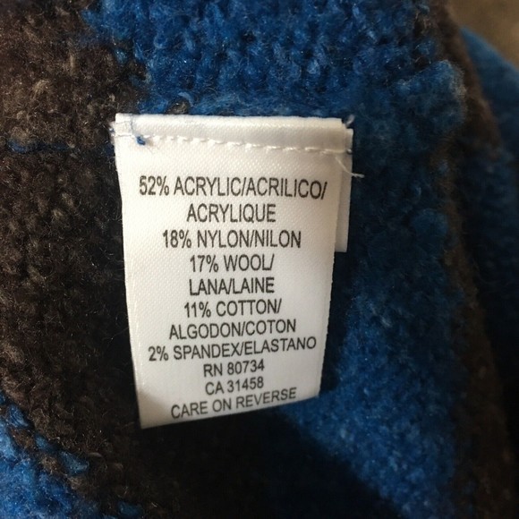 BCBGMAXAZRIA Women Pullover Fuzzy Sweater Striped Wool Blend Blue Black Sz L - Picture 5 of 6